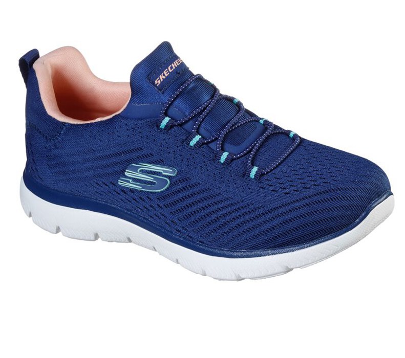 Skechers Dam Marinblå/Korall Sneakers - Summits - Fast Attraction - Sverige (IDOYU-5128)